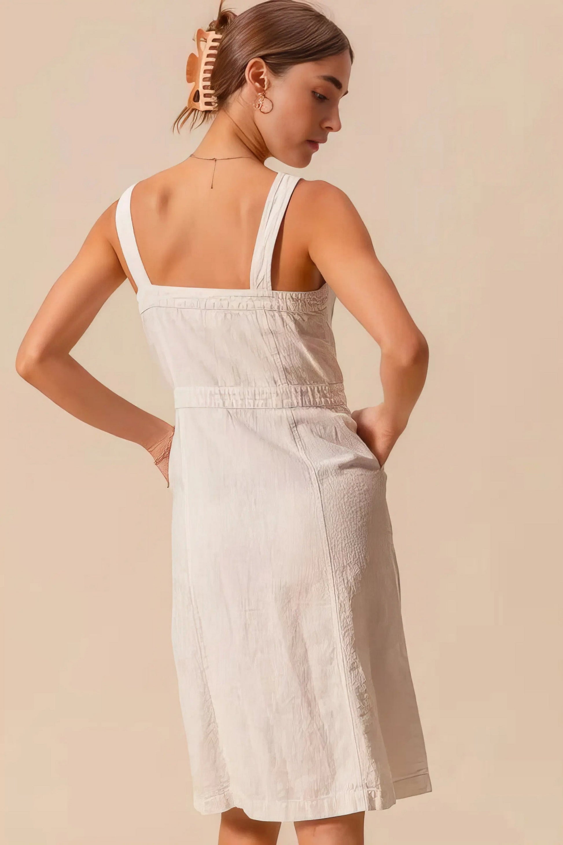 So Me Button Down Pocket Front Pinafore Dress.
