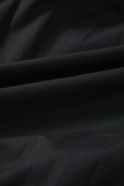 Button Down Puff Sleeve Ruffle Hem Dress.