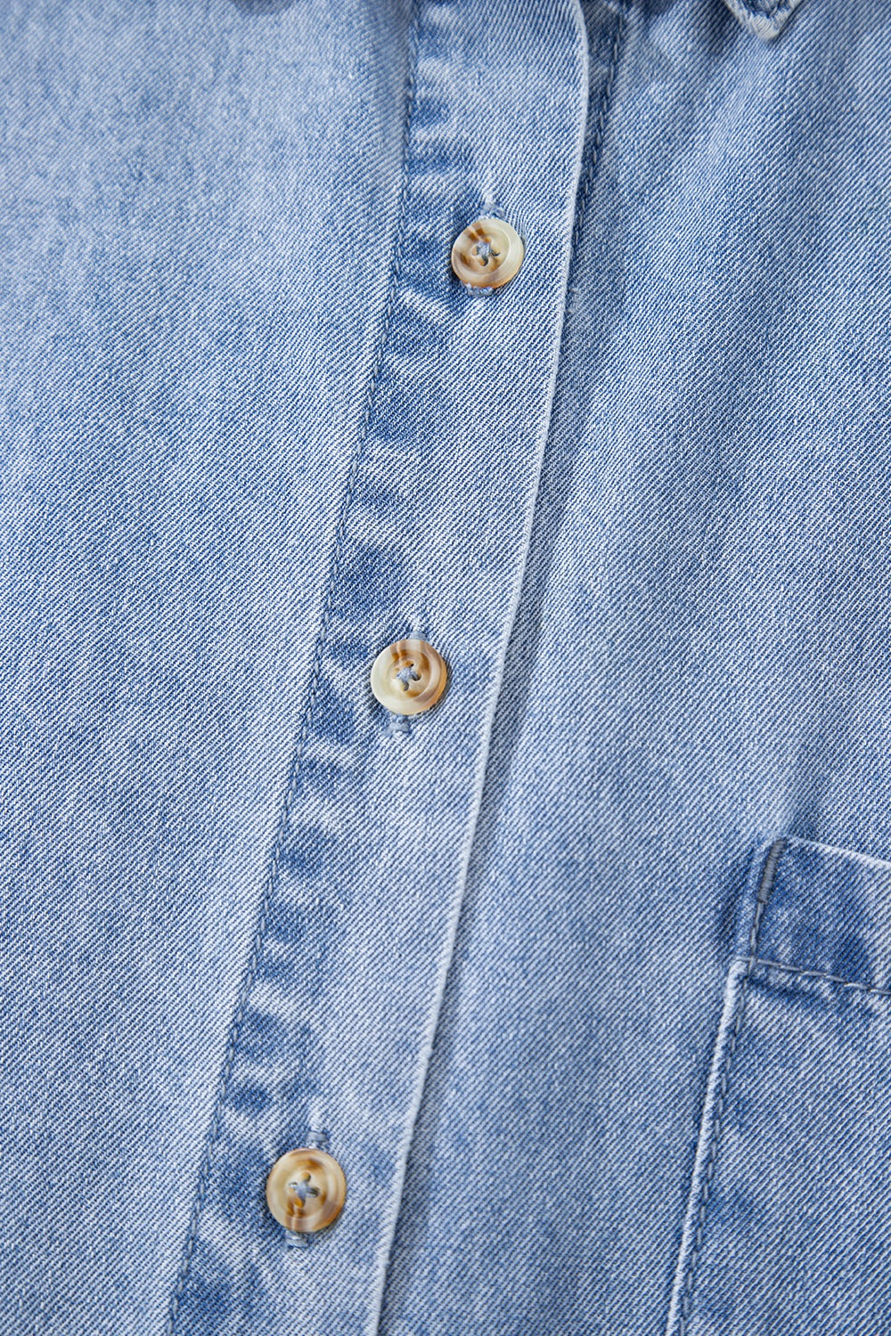 Button Down Short Sleeve Denim Dress.