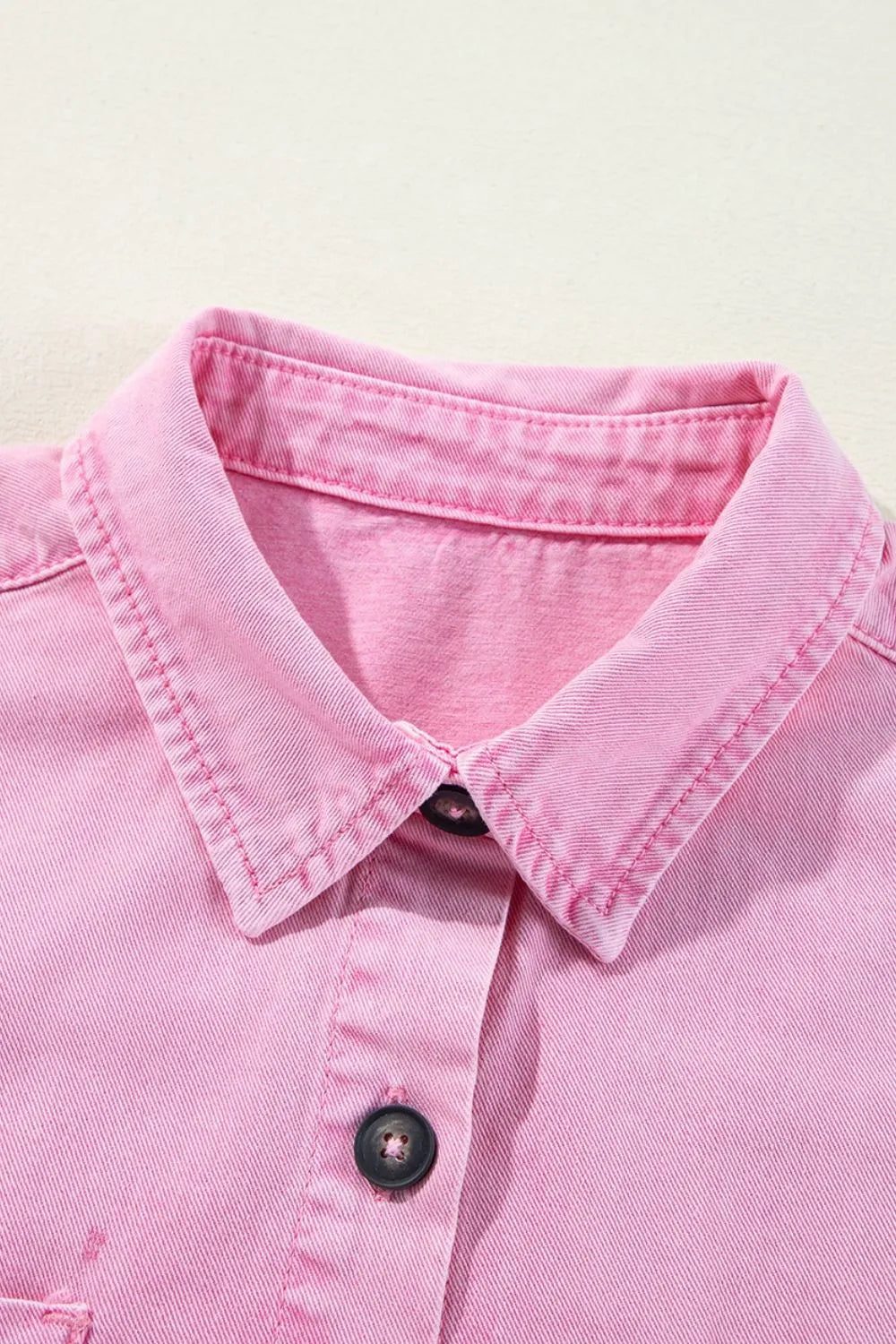 Button Down Short Sleeve Denim Dress.