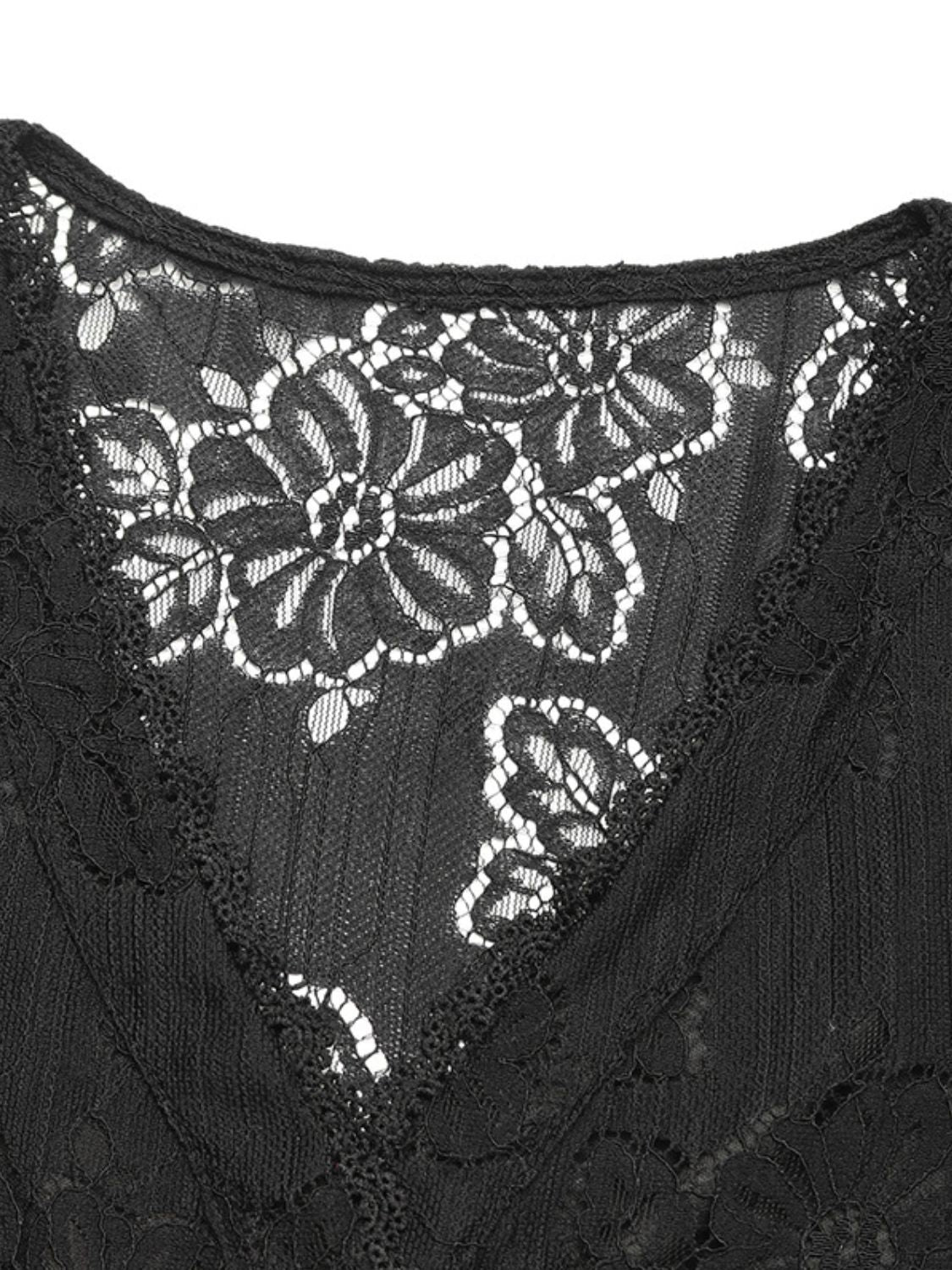 Perfee button down short sleeve lace shirt.
