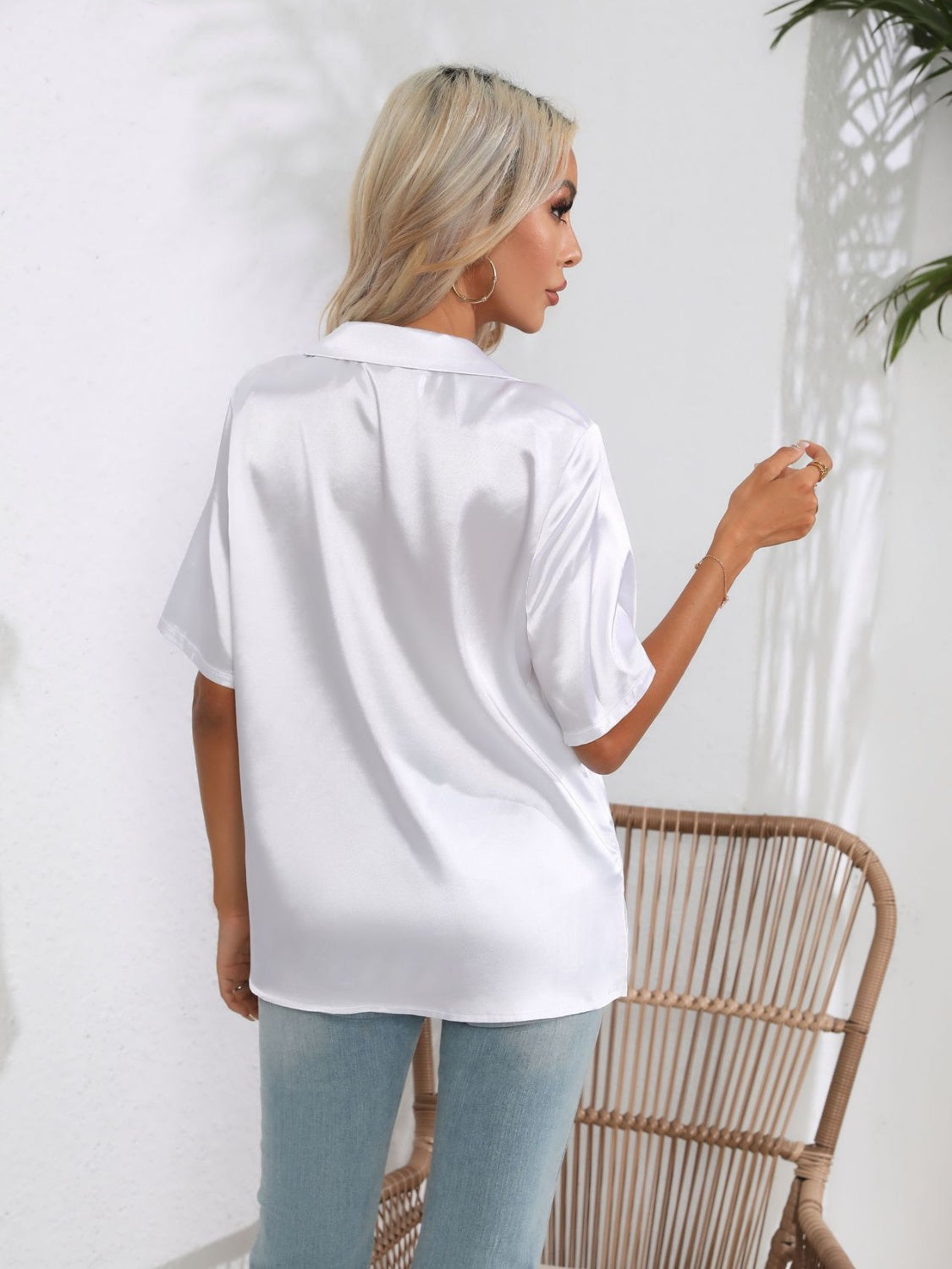 Button down short sleeve shirt.