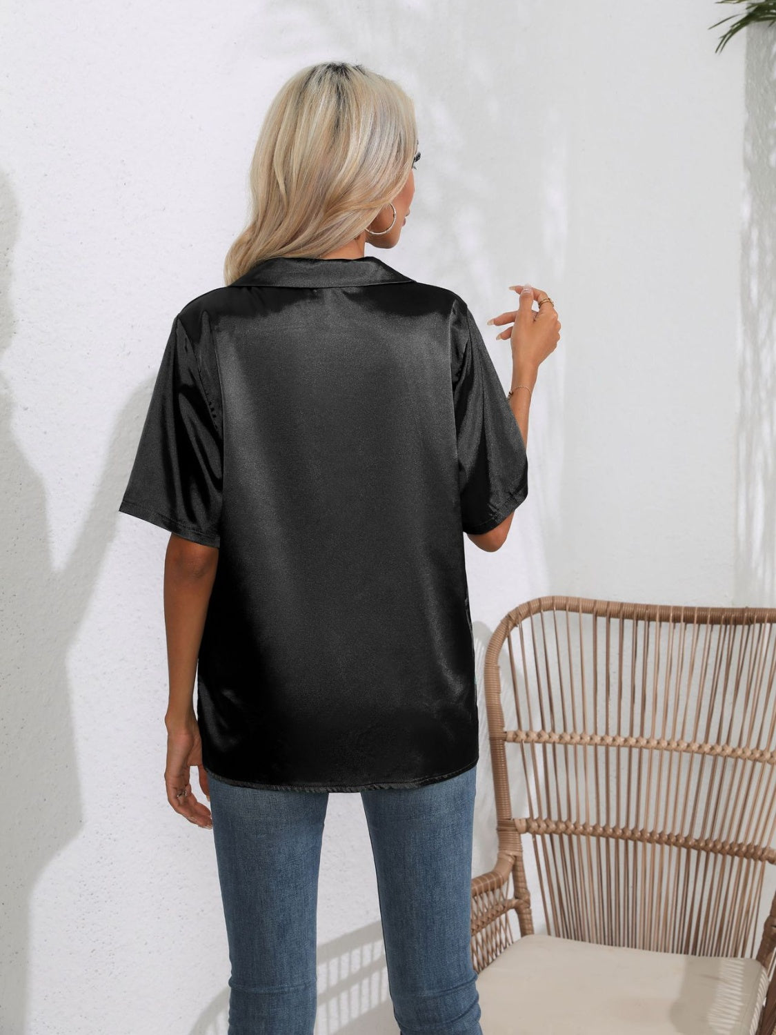 Button down short sleeve shirt.