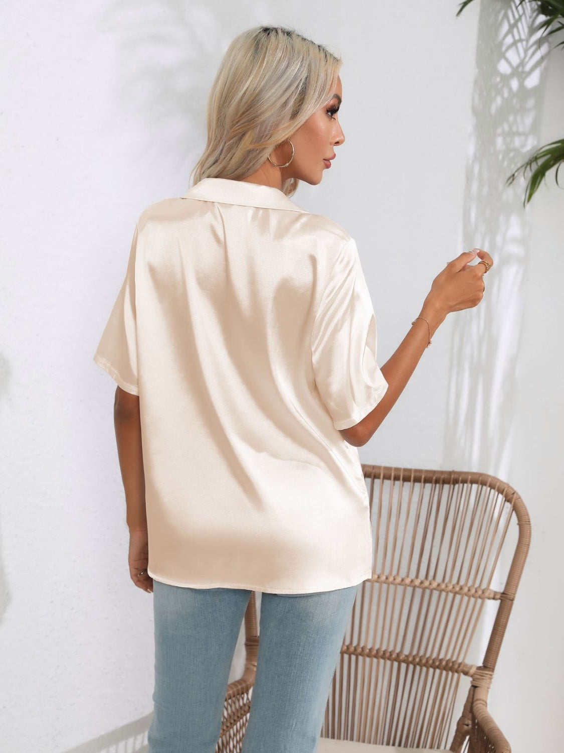 Button down short sleeve shirt.