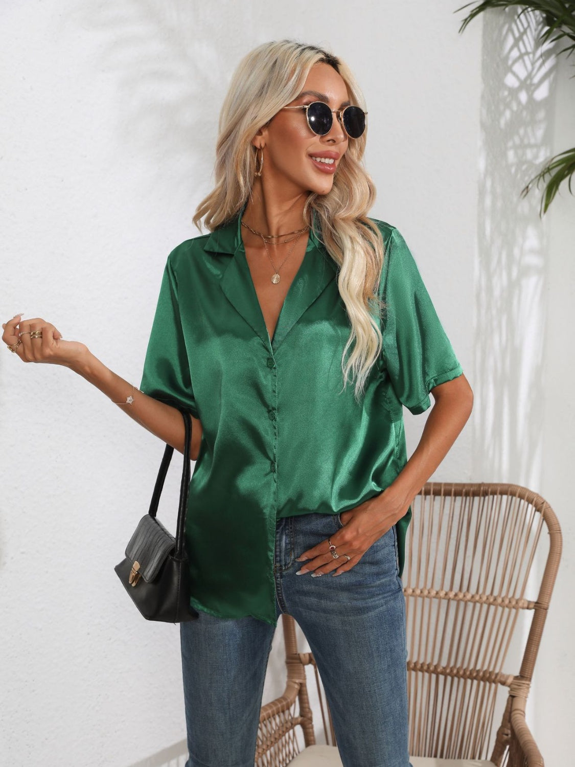 Button down short sleeve shirt.