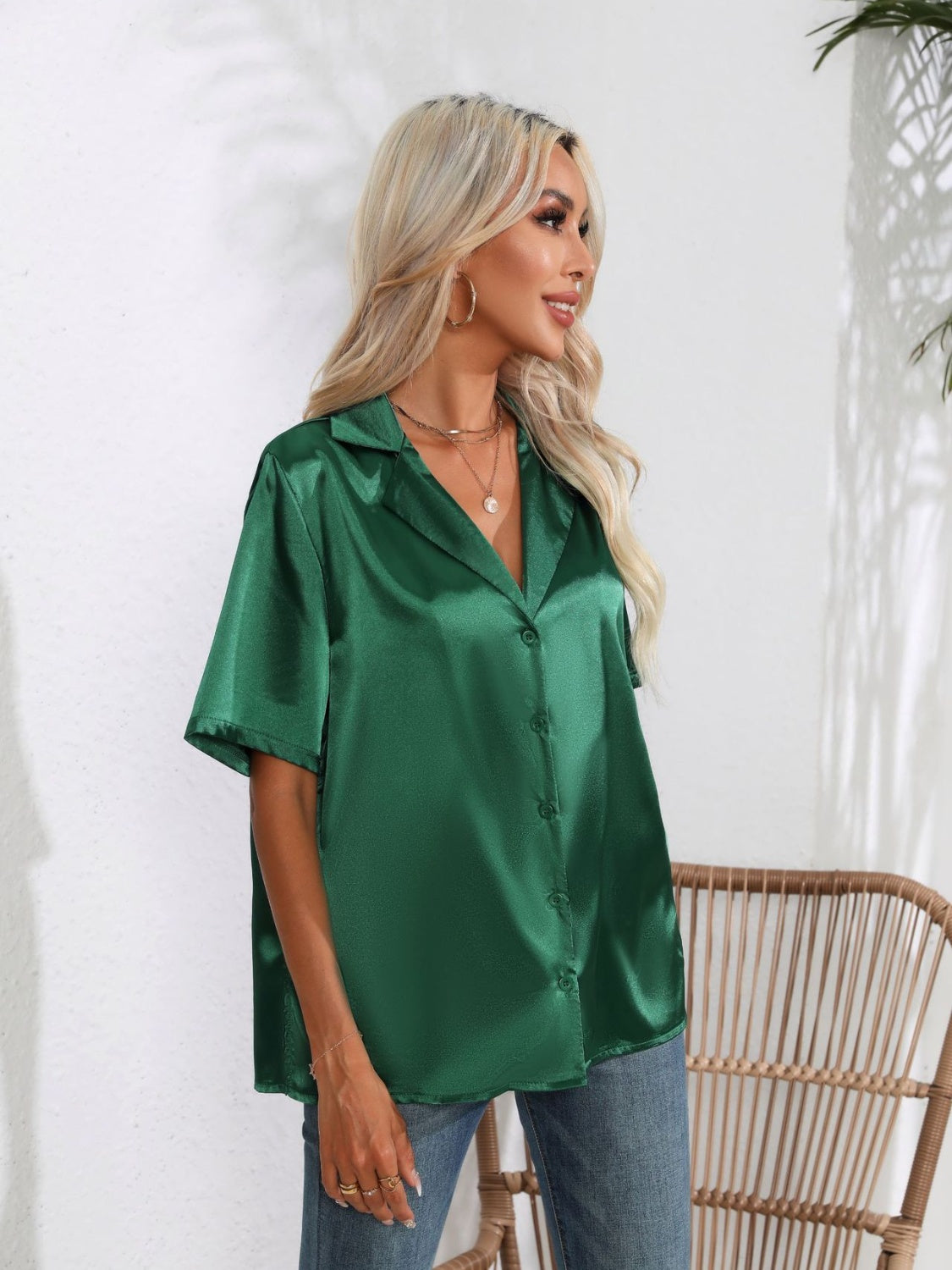 Button down short sleeve shirt.