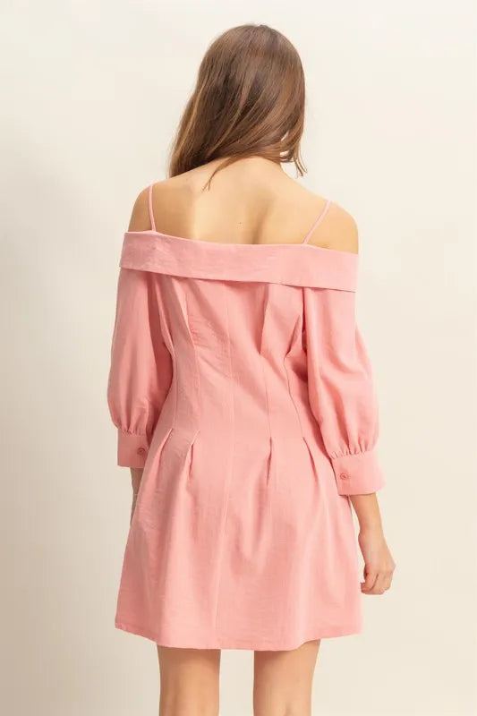 Hyfve Button Down Spaghetti Strap Mini Dress with Pockets.