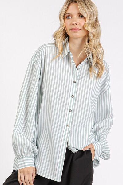 Mittoshop button down striped long sleeve shirt.
