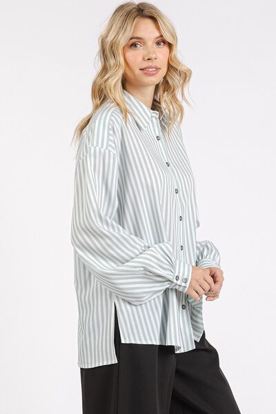 Mittoshop button down striped long sleeve shirt.