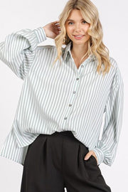 Mittoshop button down striped long sleeve shirt.