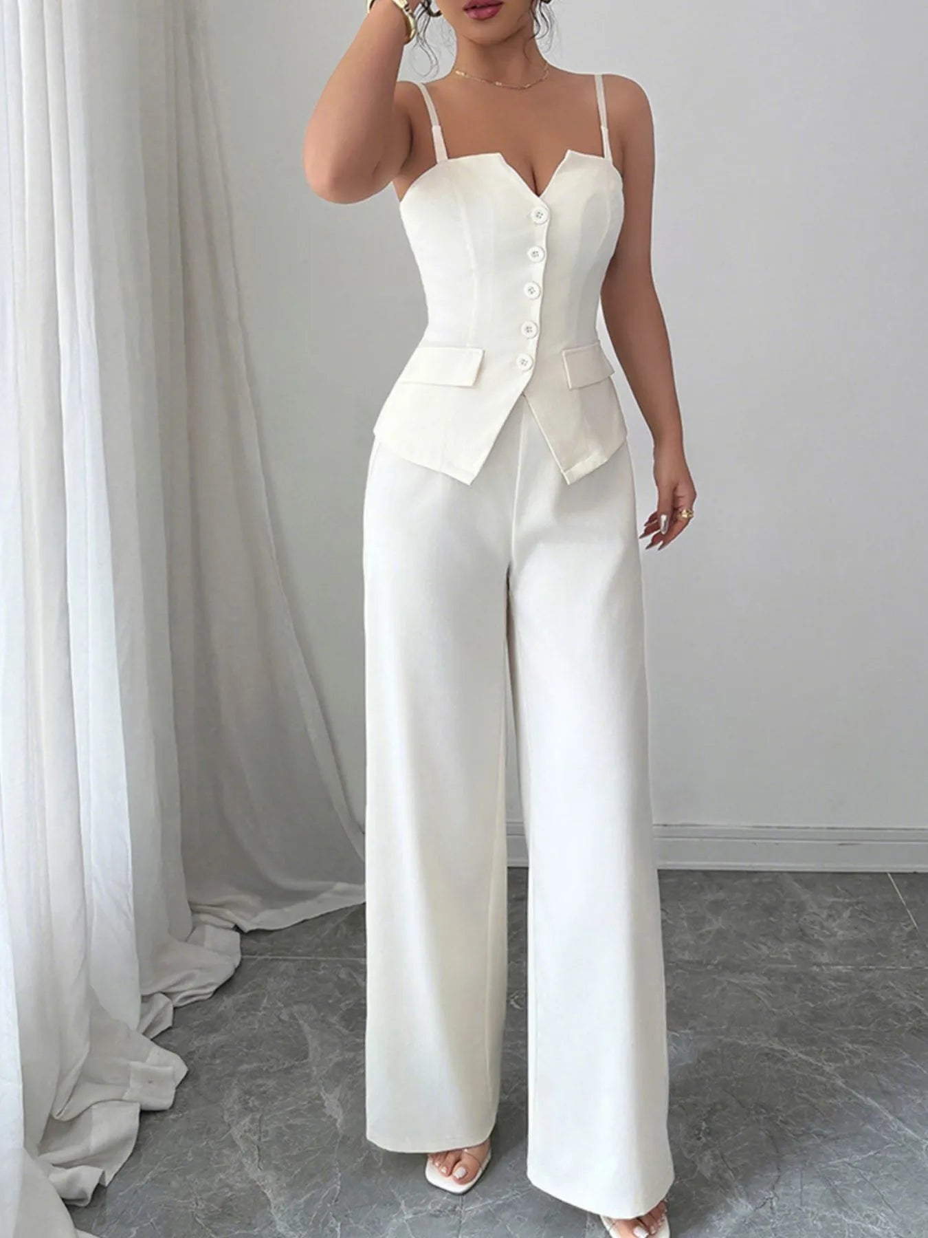 Button Front Cami and Pants Set.
