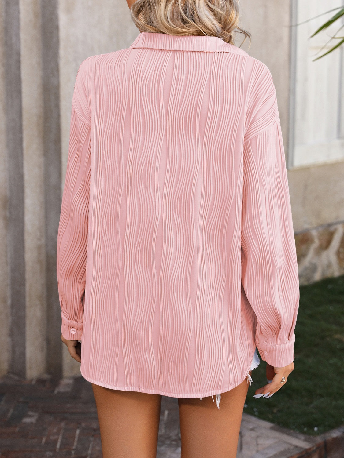 Mandy button up dropped shoulder shirt.