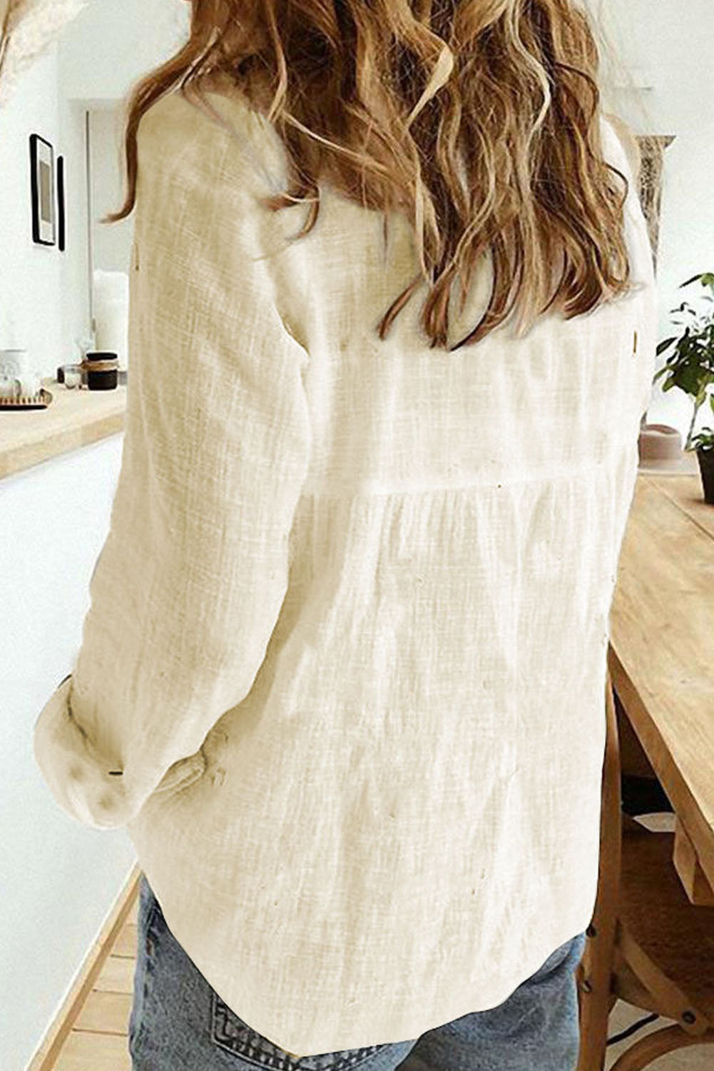 Button up long sleeve shirt.