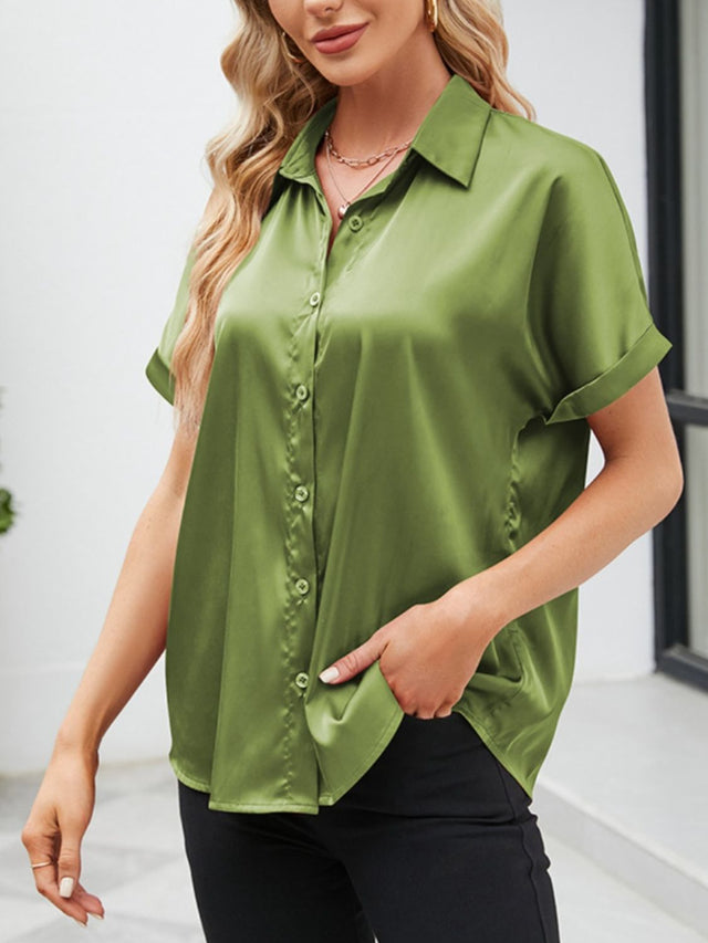 Button up short sleeve shirt.