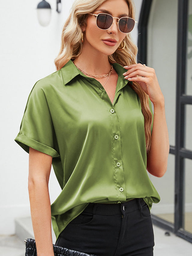 Button up short sleeve shirt.