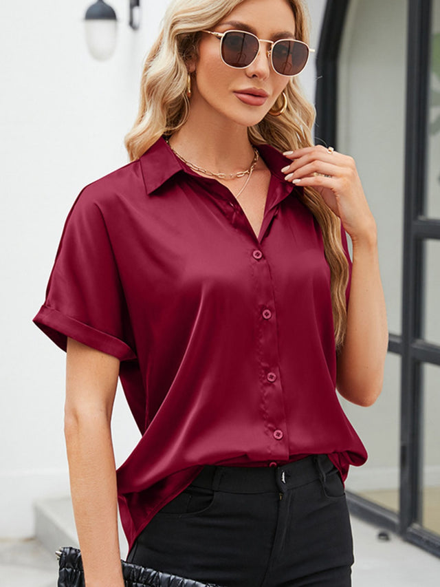 Button up short sleeve shirt.