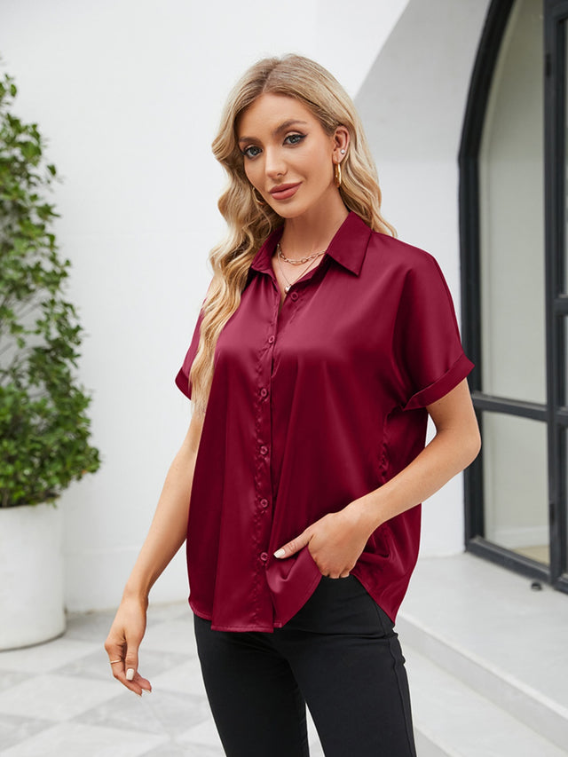 Button up short sleeve shirt.