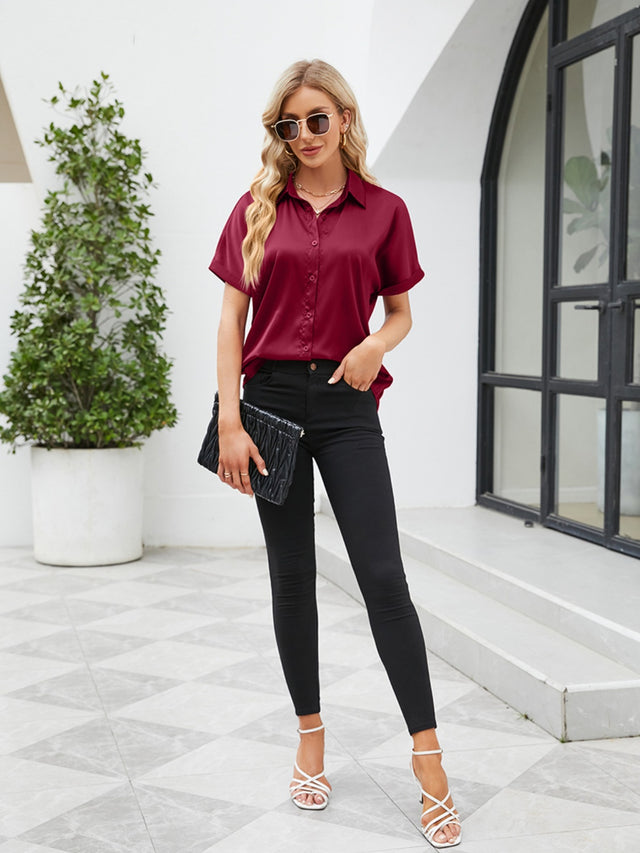 Button up short sleeve shirt.