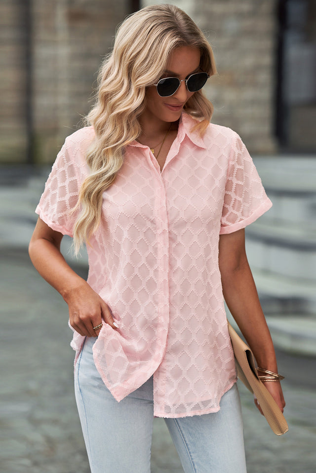 Button up short sleeve shirt.