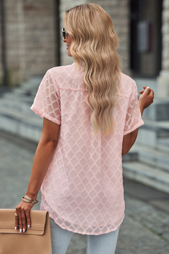 Button up short sleeve shirt.
