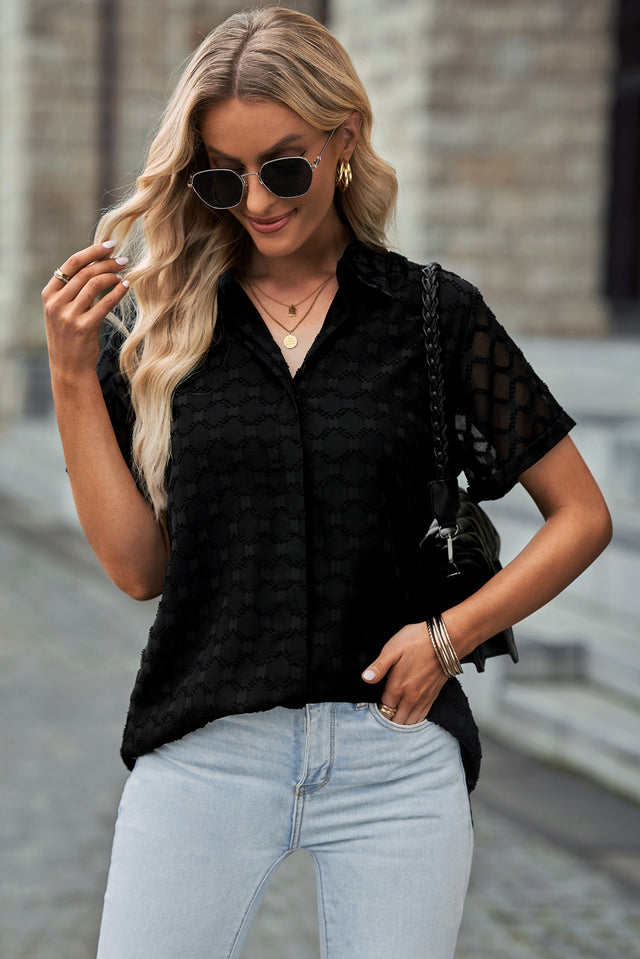 Button up short sleeve shirt.