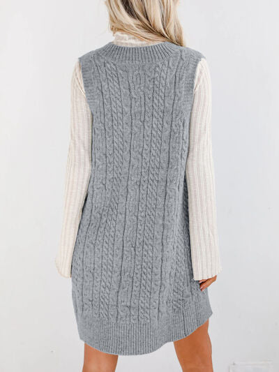 Lovelet Cable Knit V-Neck Mini Sweater Overall Dress.