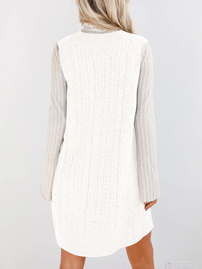 Lovelet Cable Knit V-Neck Mini Sweater Overall Dress.
