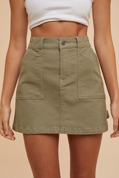 Annie Wear Cargo Denim Mini Skirt.