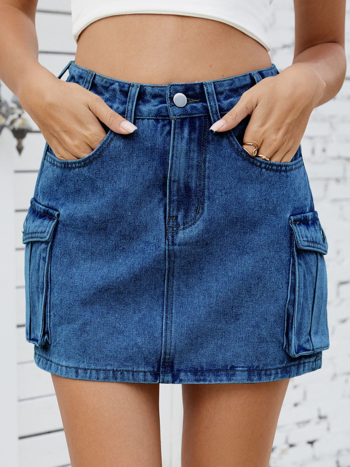 Cargo Denim Skirt.