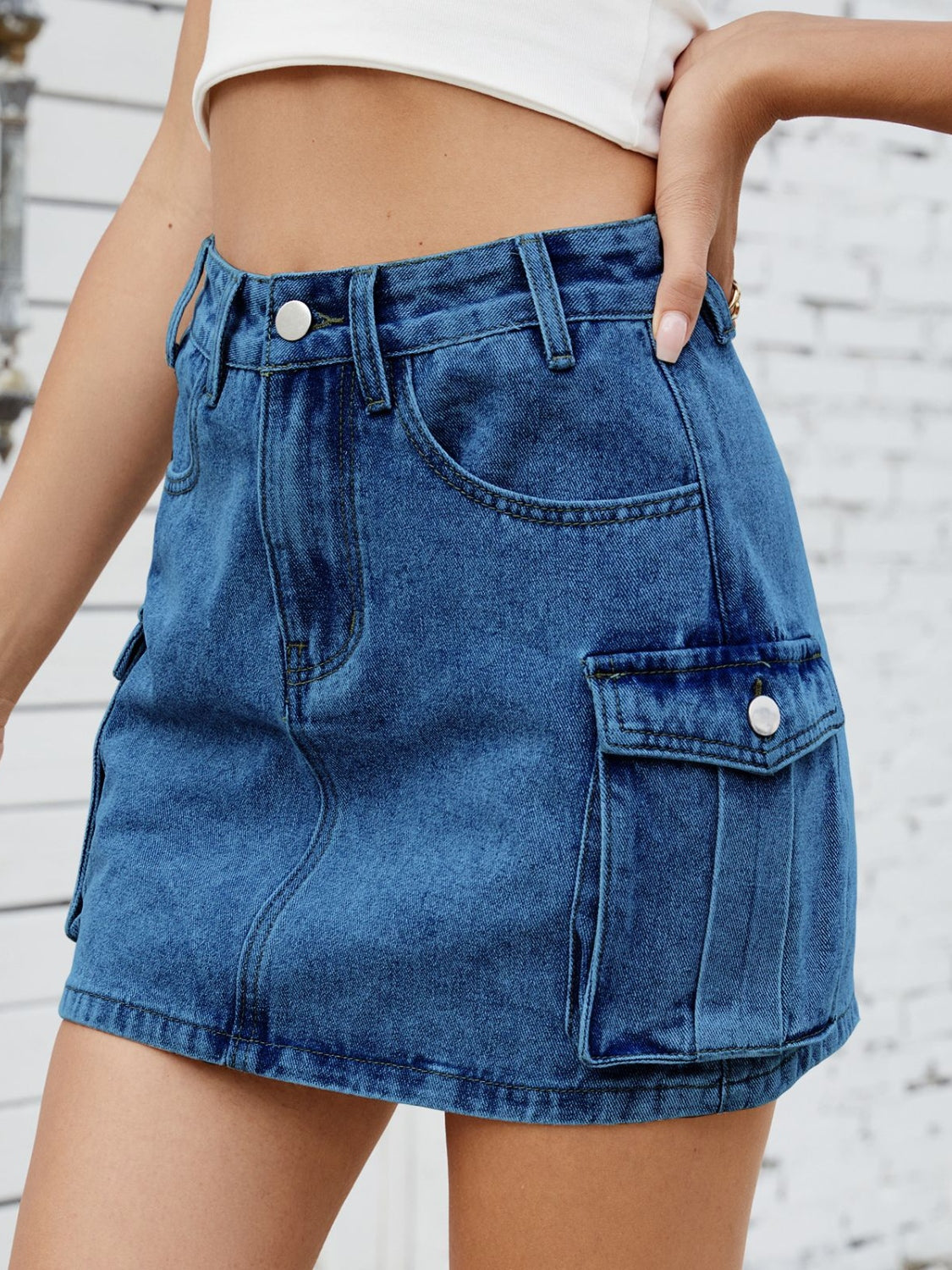Cargo Denim Skirt.