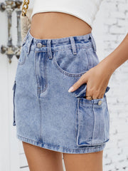 Cargo Denim Skirt.