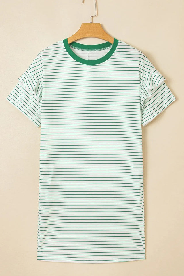 Casual Striped T-Shirt Dress with Pockets.