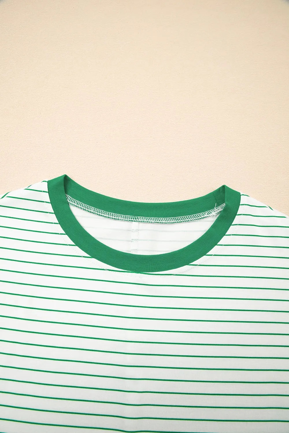 Casual Striped T-Shirt Dress with Pockets.