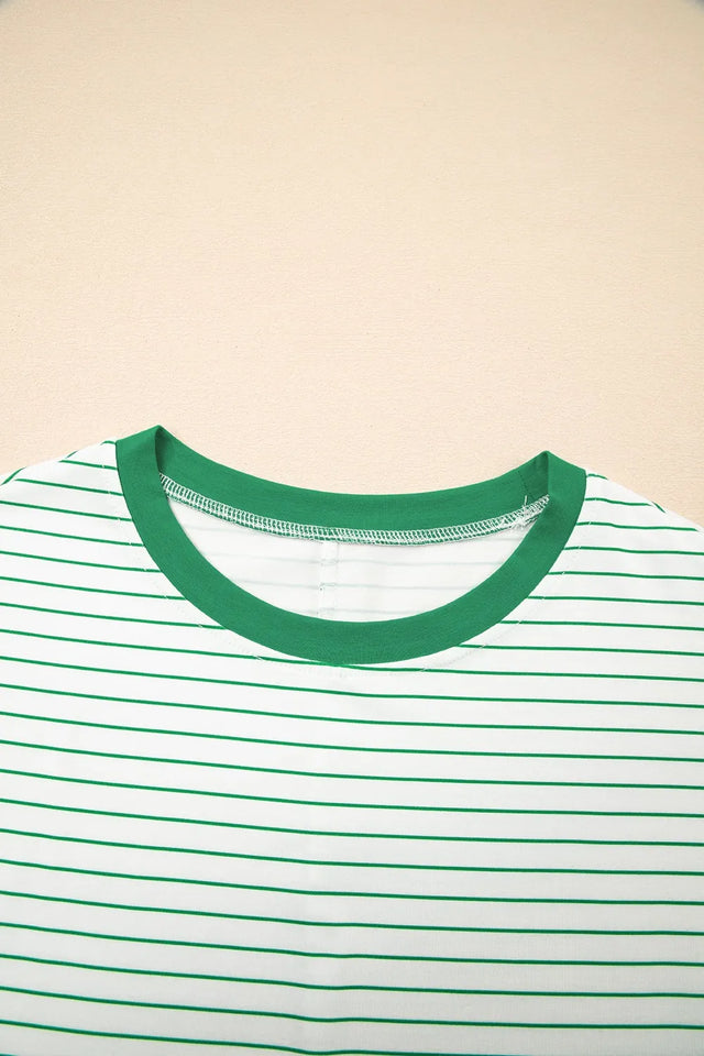Casual Striped T-Shirt Dress with Pockets.