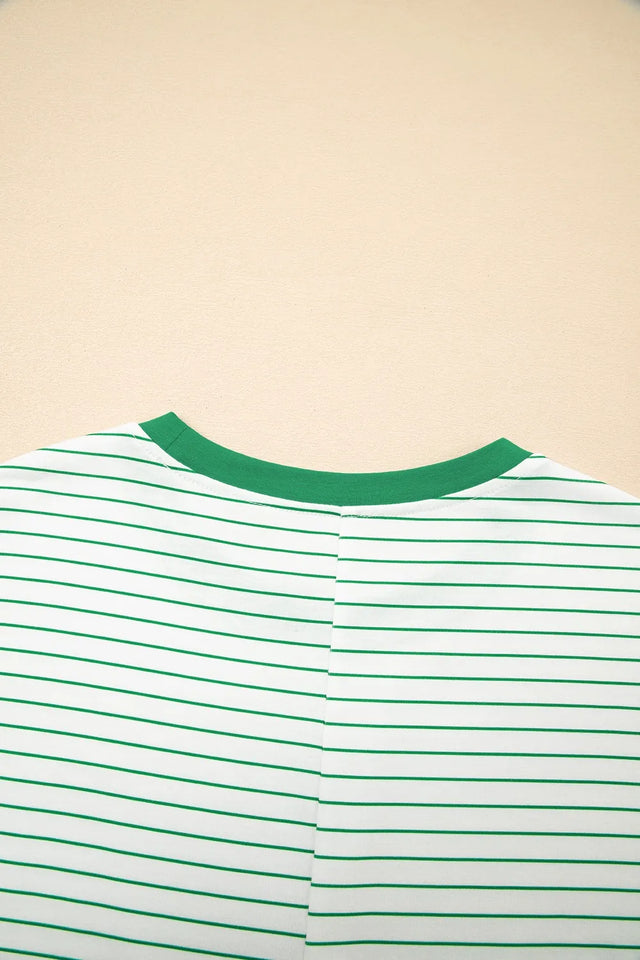Casual Striped T-Shirt Dress with Pockets.