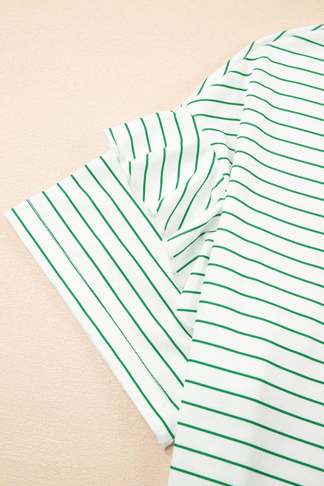 Casual Striped T-Shirt Dress with Pockets.