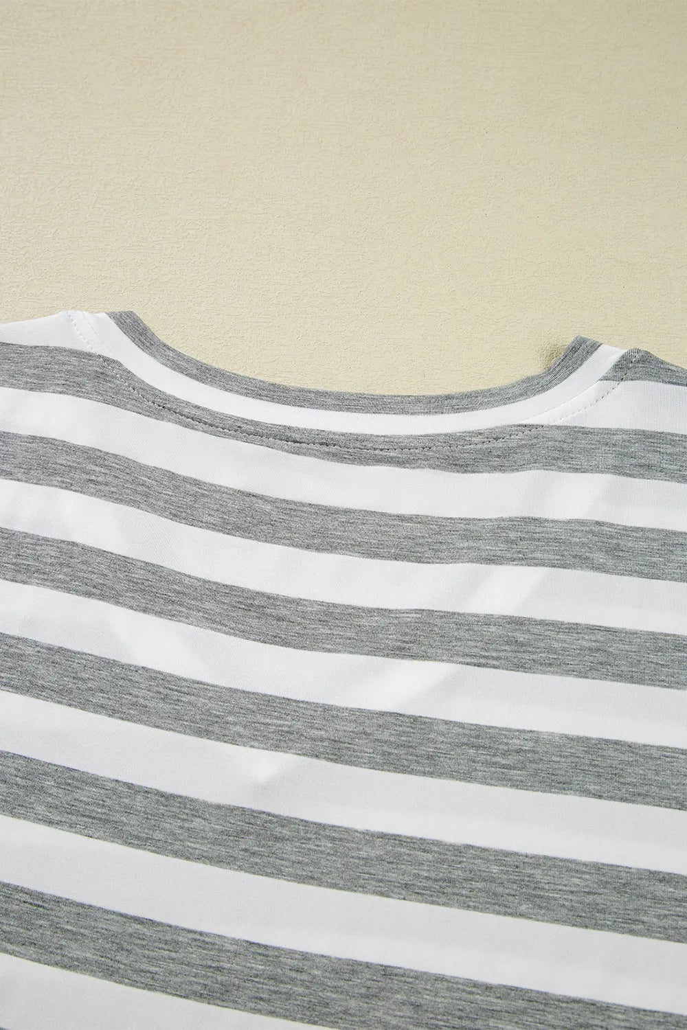 Casual Striped V-Neck Midi T-Shirt Dress.