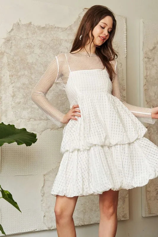 Davi Dani Checker Print Side Pockets Textured Mini Dress.