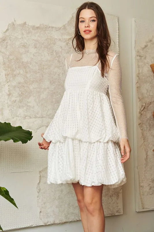 Davi Dani Checker Print Side Pockets Textured Mini Dress.