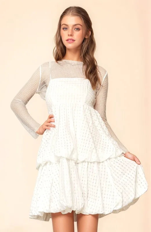 Davi Dani Checker Print Side Pockets Textured Mini Dress.