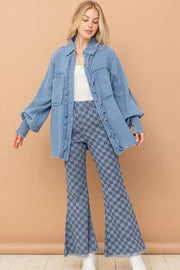 Checkerboard high waist bell pants, oversized.