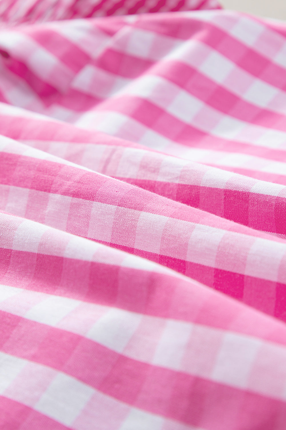 Checkered ruffled sleeve frilled neck blouse.