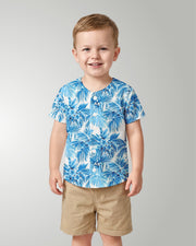 Childs Button Jersey - Blue Palms
