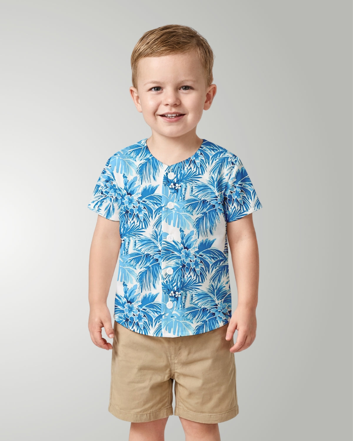 Childs Button Jersey - Blue Palms