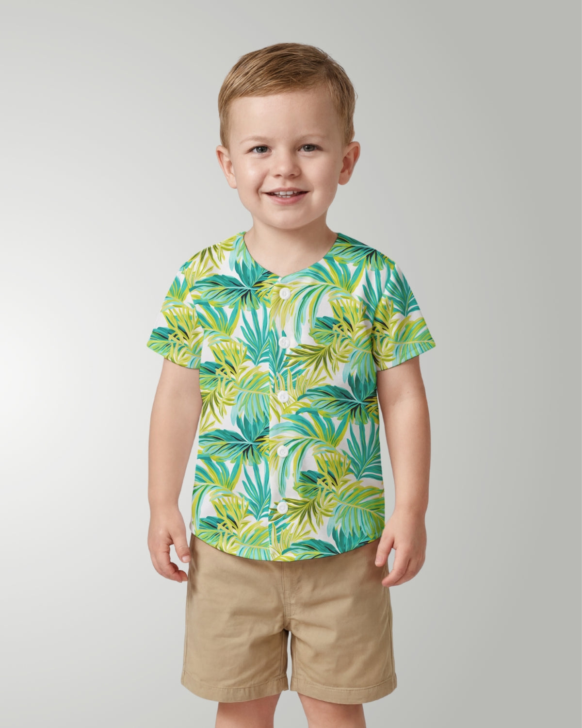 Childs Button Jersey - Green Palms