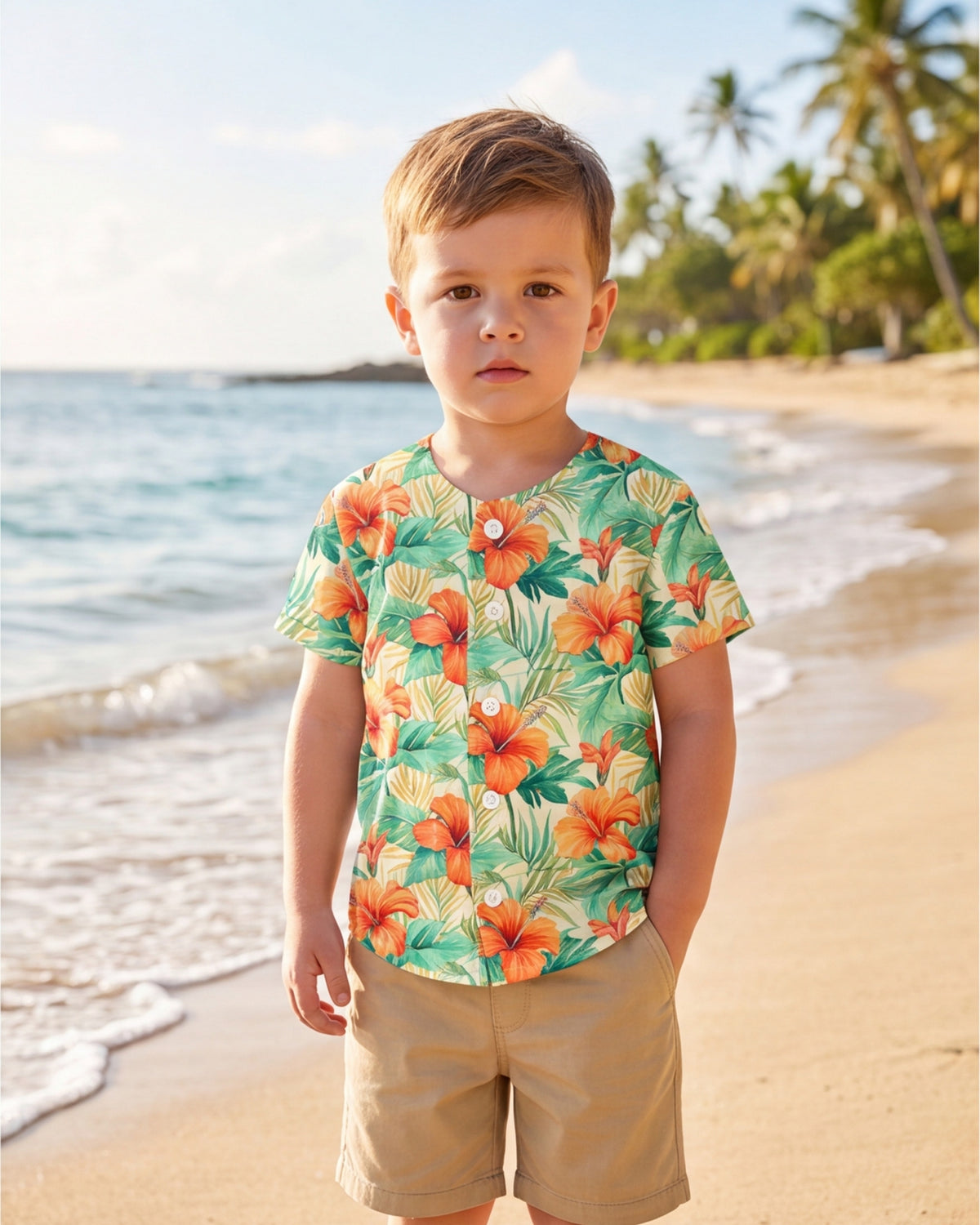 Childs Button Jersey - Sunrise Lagoon