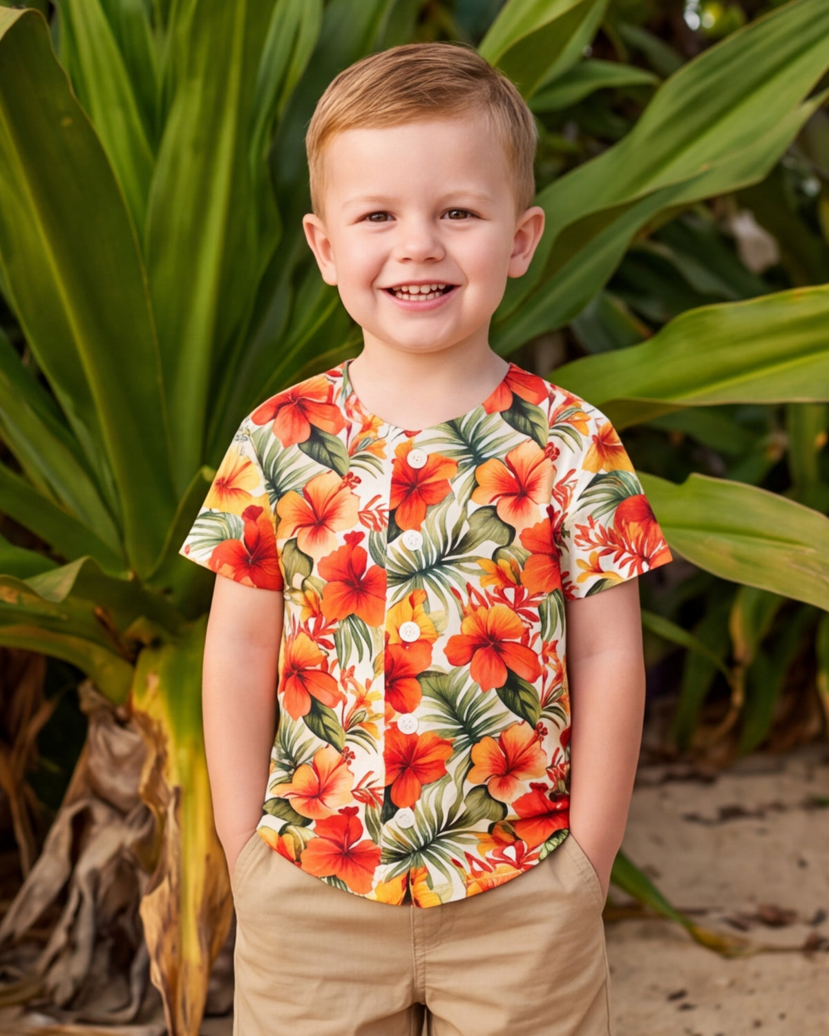 Childs Button Jersey - Sunset Bloom