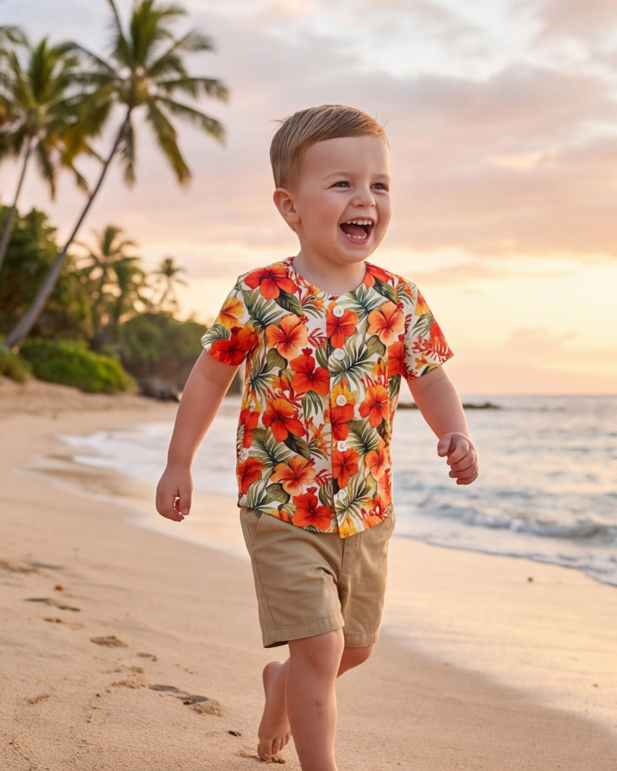 Childs Button Jersey - Sunset Bloom