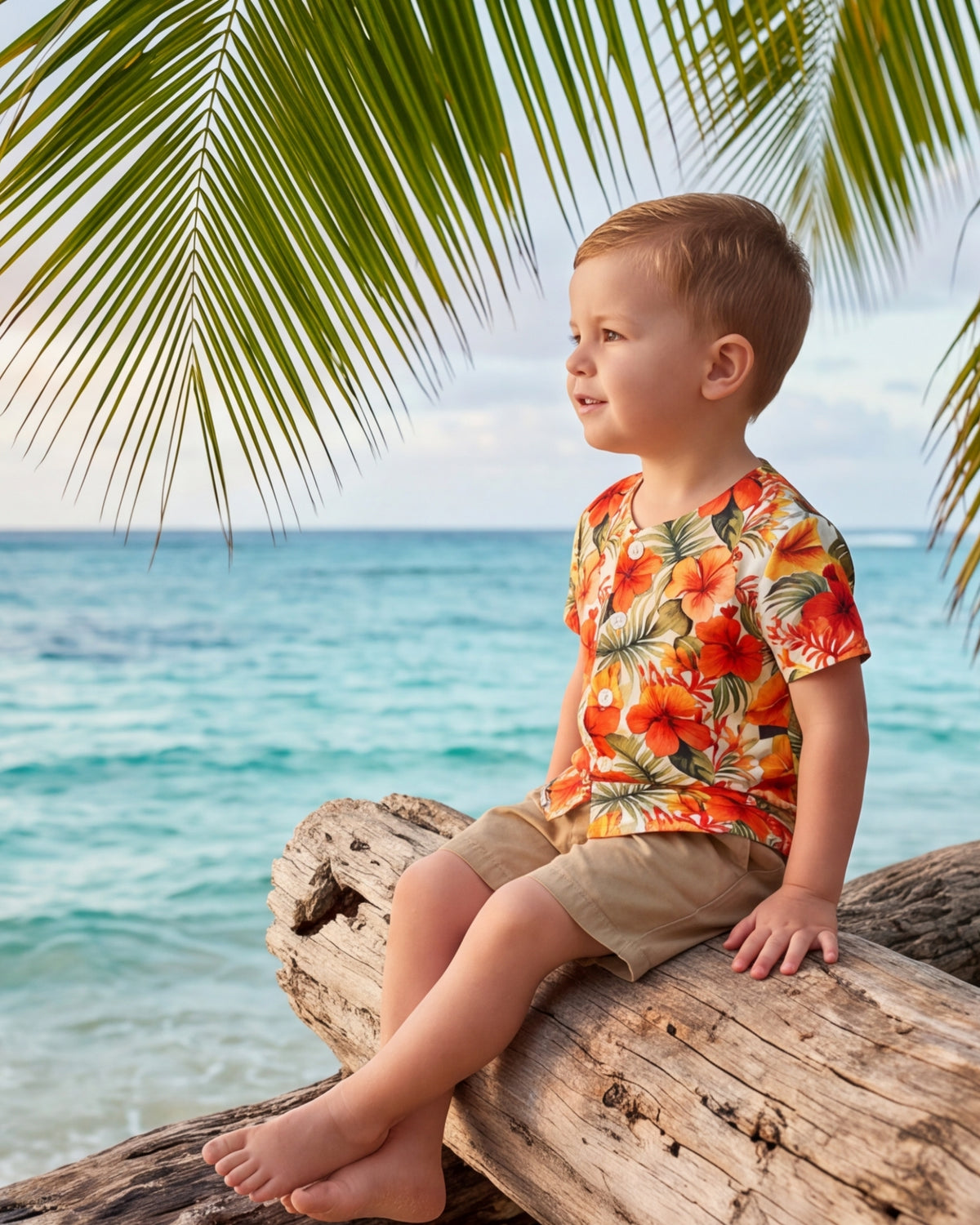 Childs Button Jersey - Sunset Bloom