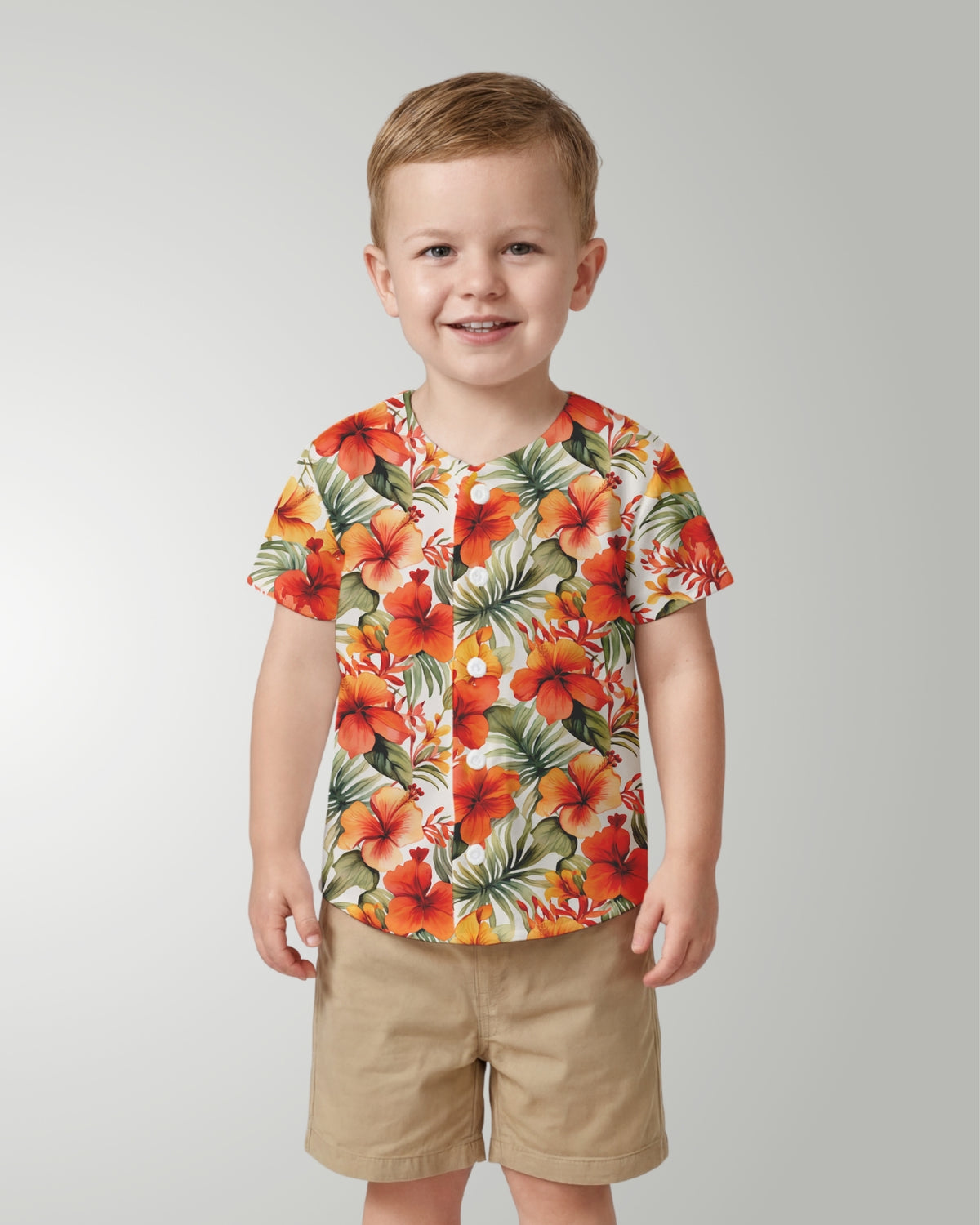 Childs Button Jersey - Sunset Bloom